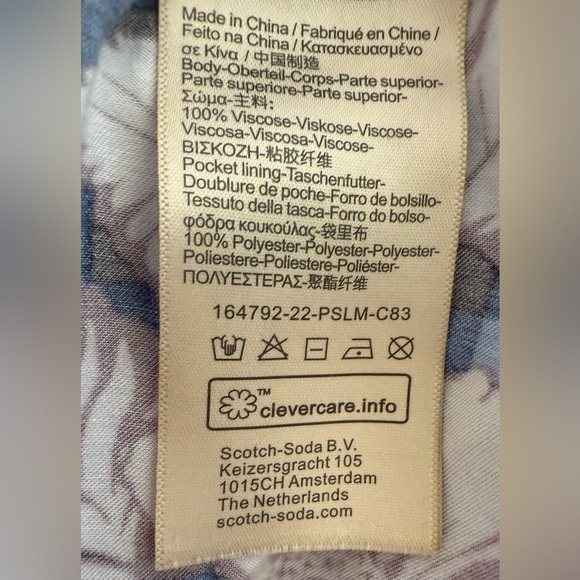 Scotch & Soda Amsterdam Blue Gingham & Burgundy Floral Print Pull On Pants in L - Picture 11 of 11